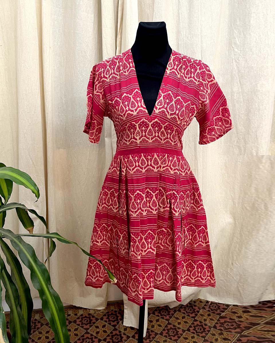 Mystic Ember Cotton hand block printed dress- LD