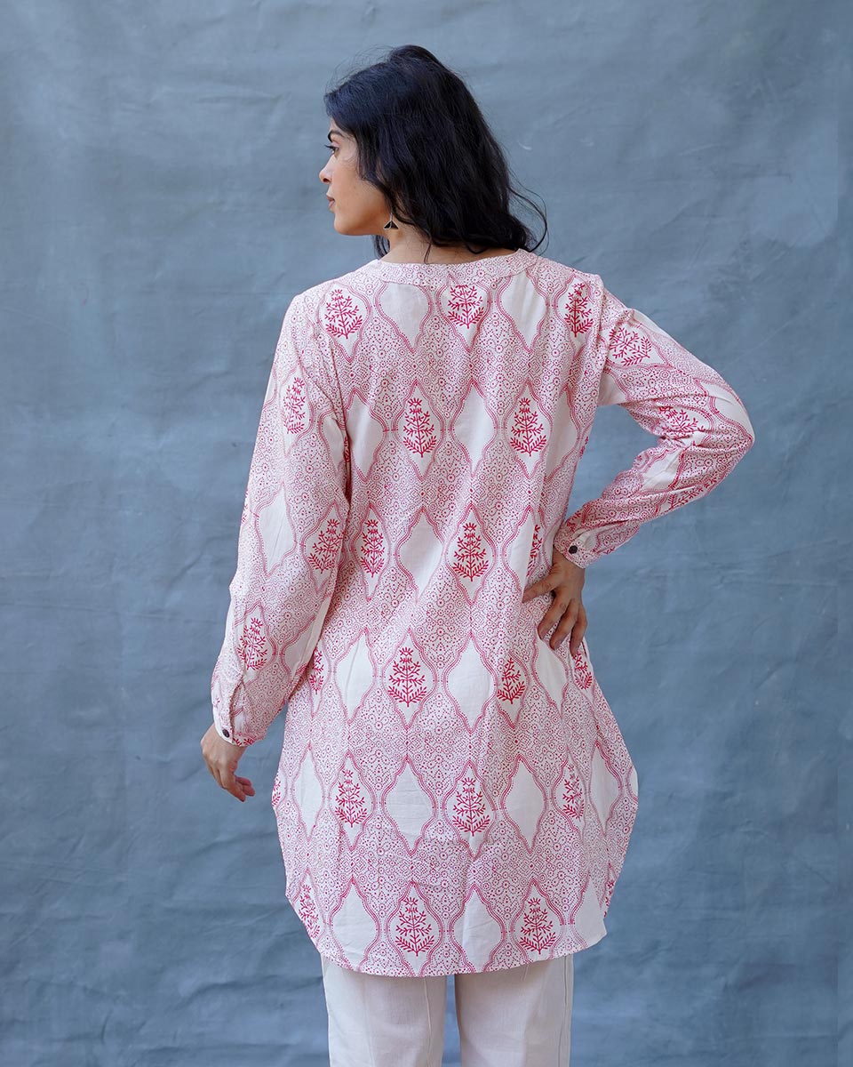 Promise of a Primrose Blush Pink Hand Block Print Kurti - MMG