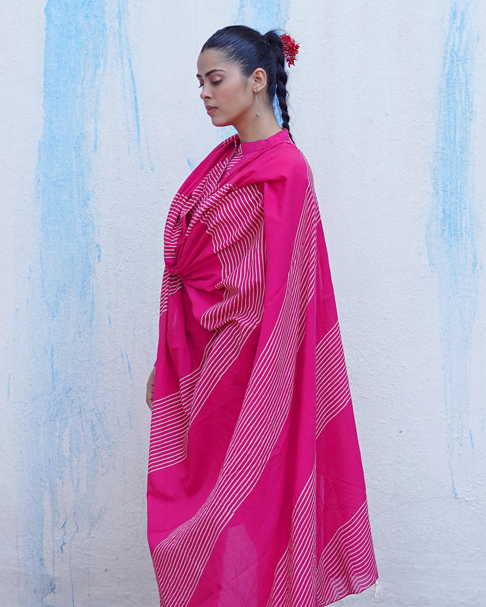 Gunguni Pink Handblock Print Cotton Dupatta - BFG