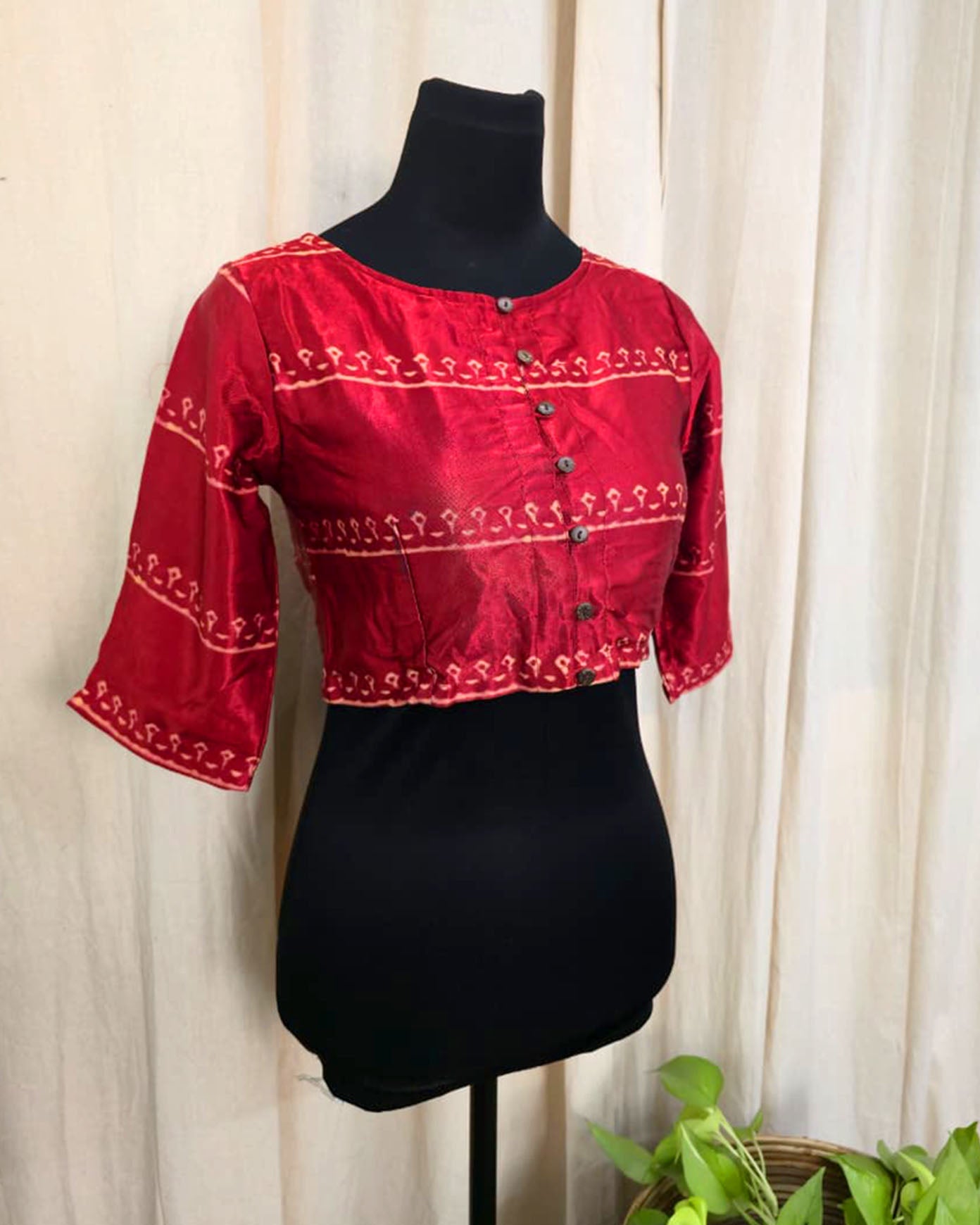 Sutradhar Red Mashru Silk Blouse - Love Despite