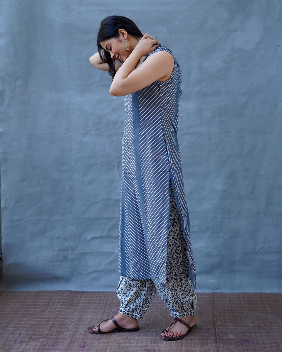 Cloud Kiss Grey Block Printed Kurti - BMS
