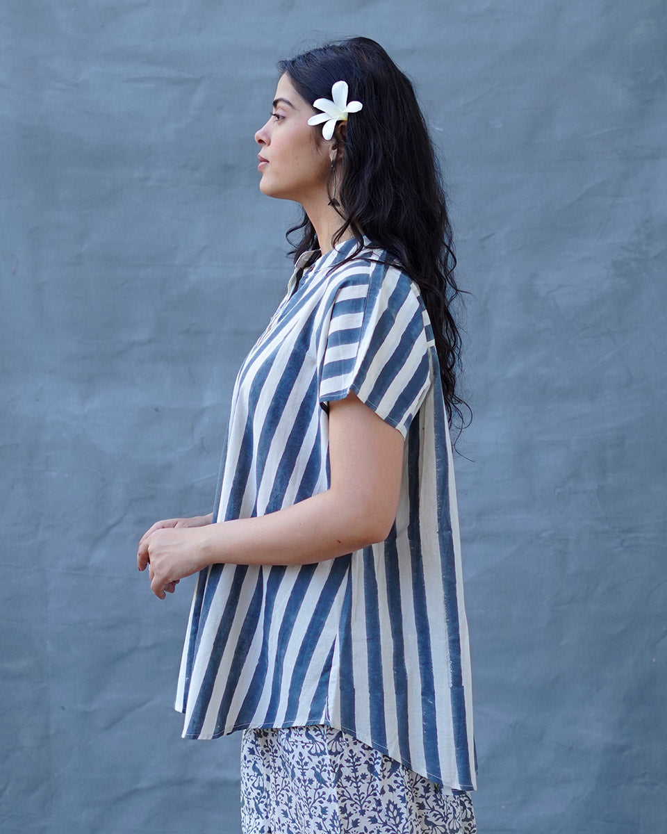Melted Dusk Grey Block Printed Shirt - BMS