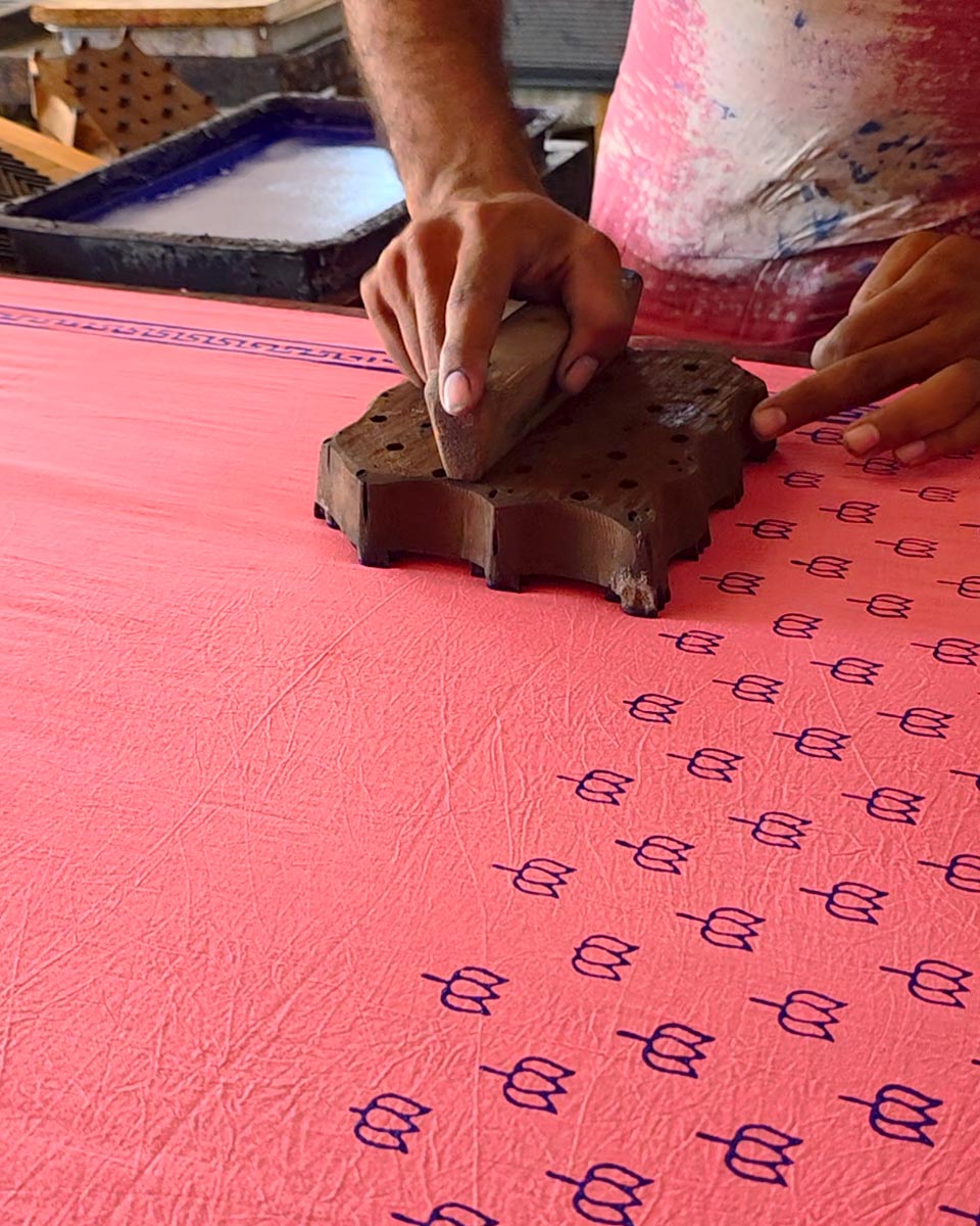 Rose Rabdi Pink Handblock Print Cotton Saree - PBC