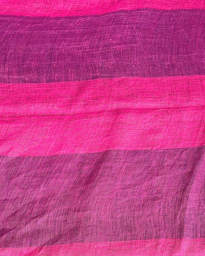 Samira Magneta Handwoven Linen Saree - TARA