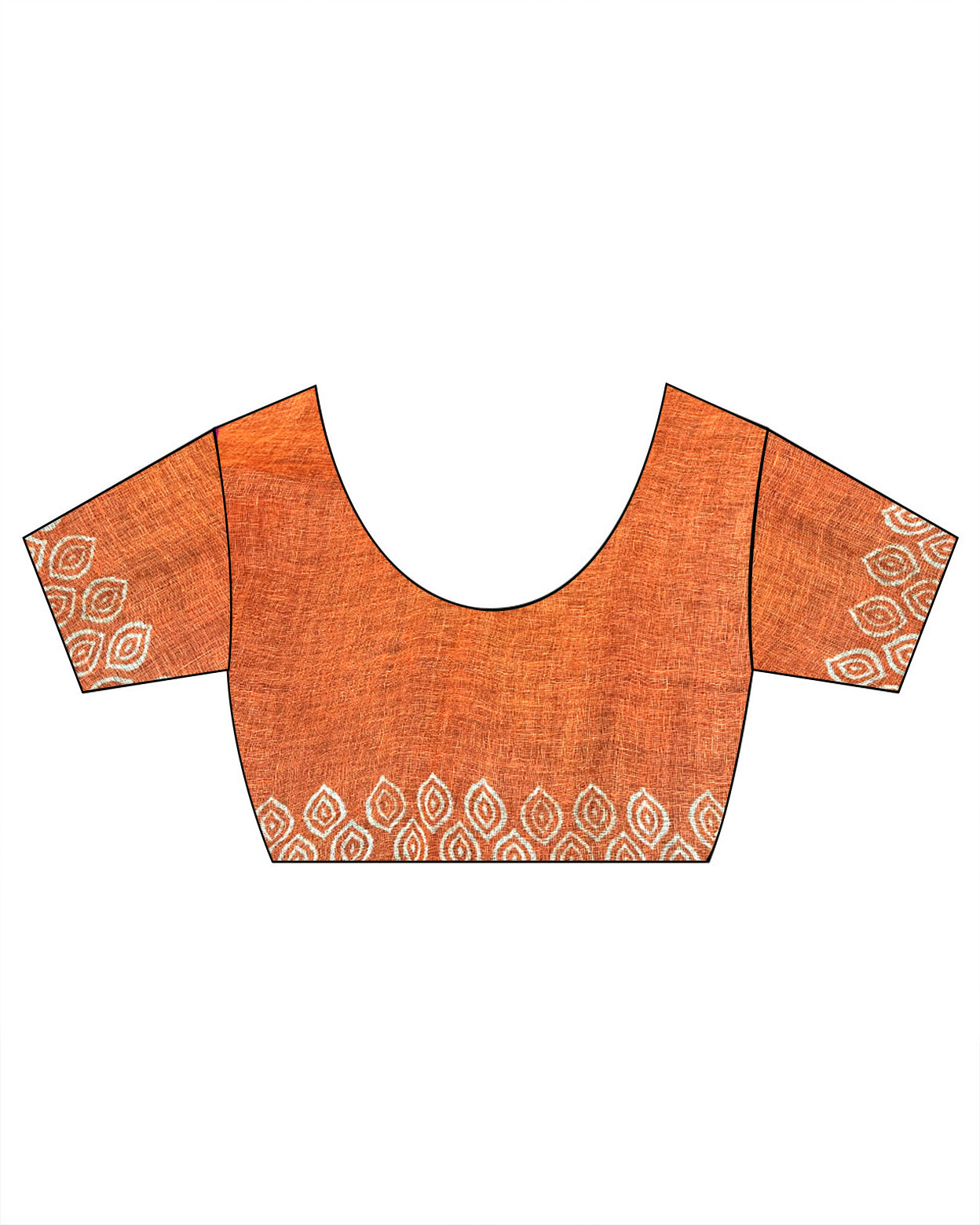 Meher Orange Handblock Linen Saree - TARA