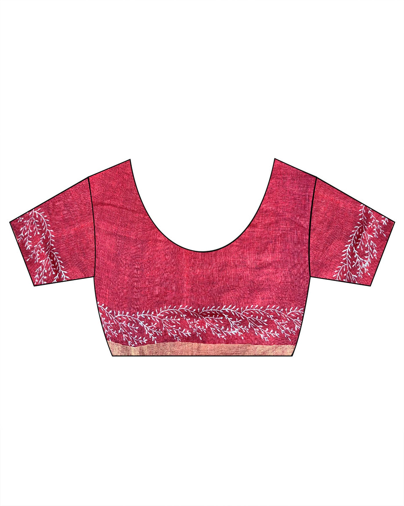 Taraani Red Handblock  Linen Saree - TARA