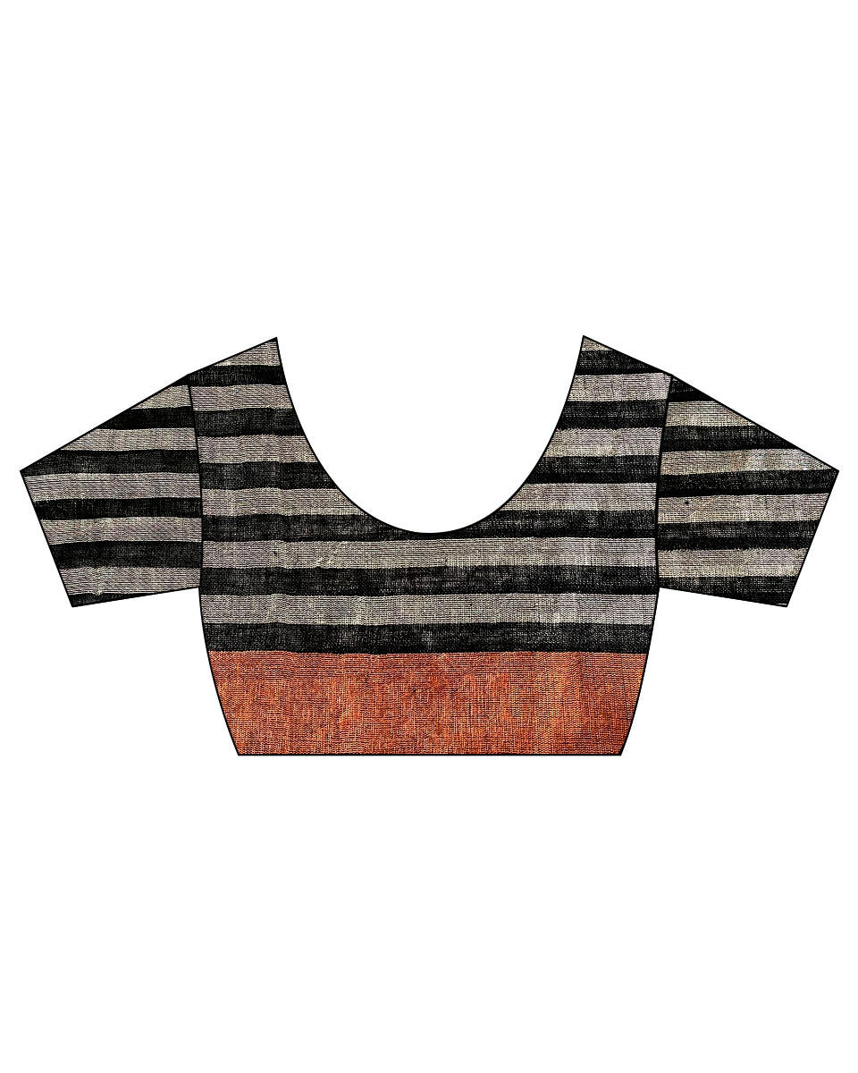 Follow Dawn Black Handwoven Linen Saree - TARA