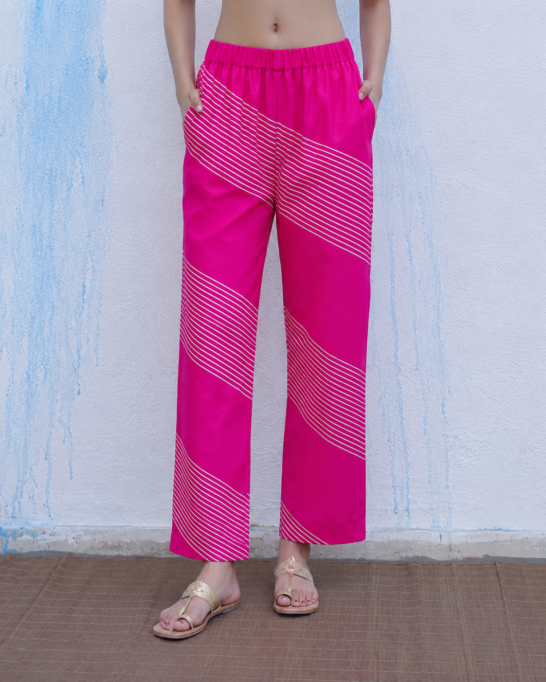 Shraddha Pink Handblock Print Cotton Pant - BFG