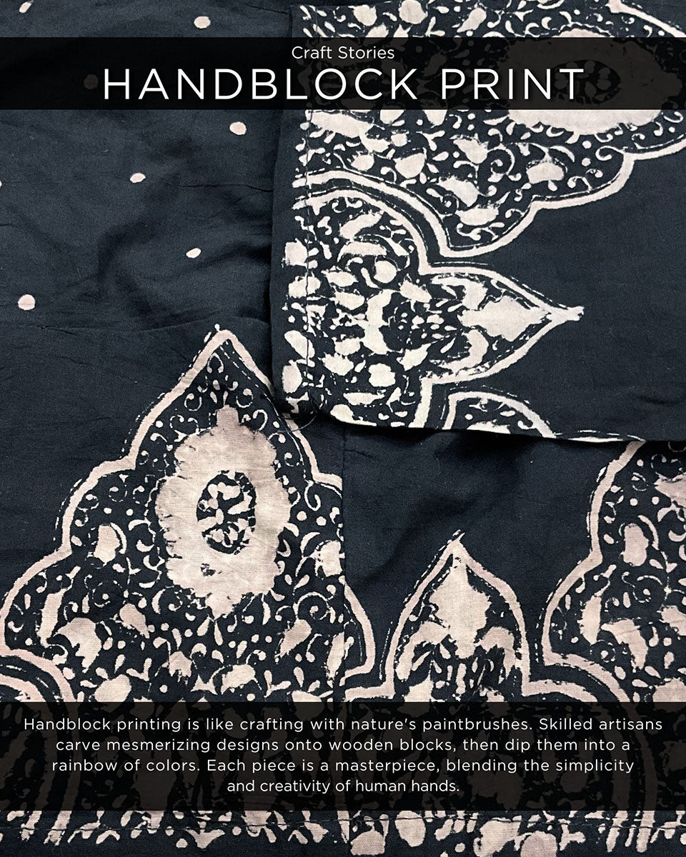 Black Minari Handprinted Crop Top Cotton Blouse - God