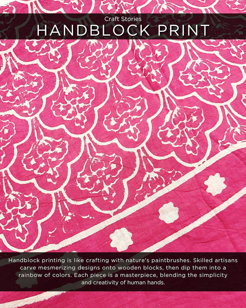 Pink Charm Hand Blockprinted Cotton Saree