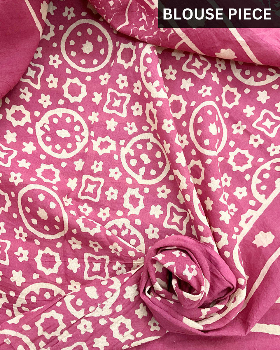 Pink Charm Hand Blockprinted Cotton Saree