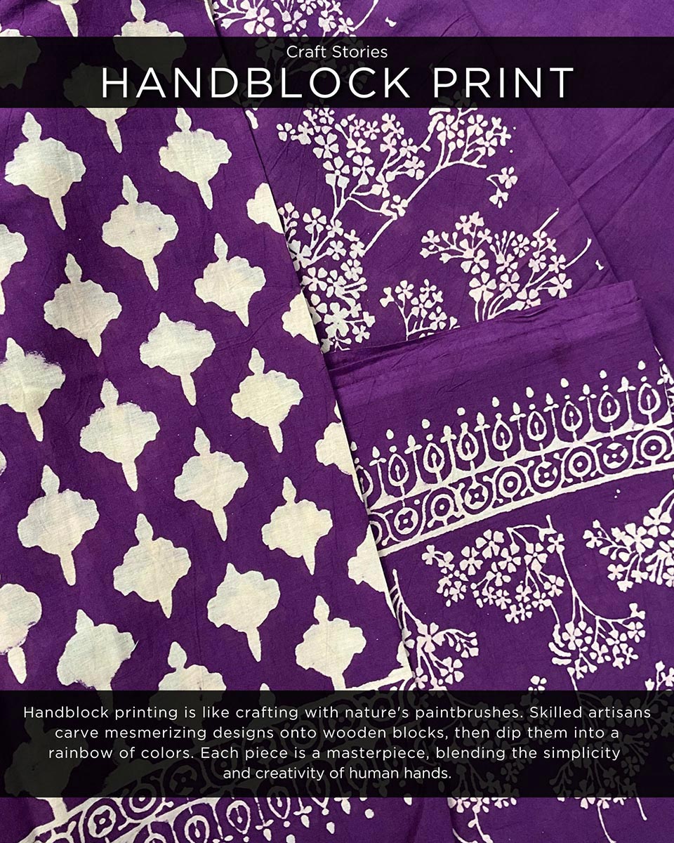 Dione Handblock Printed Cotton Saree - Butterfly Girls