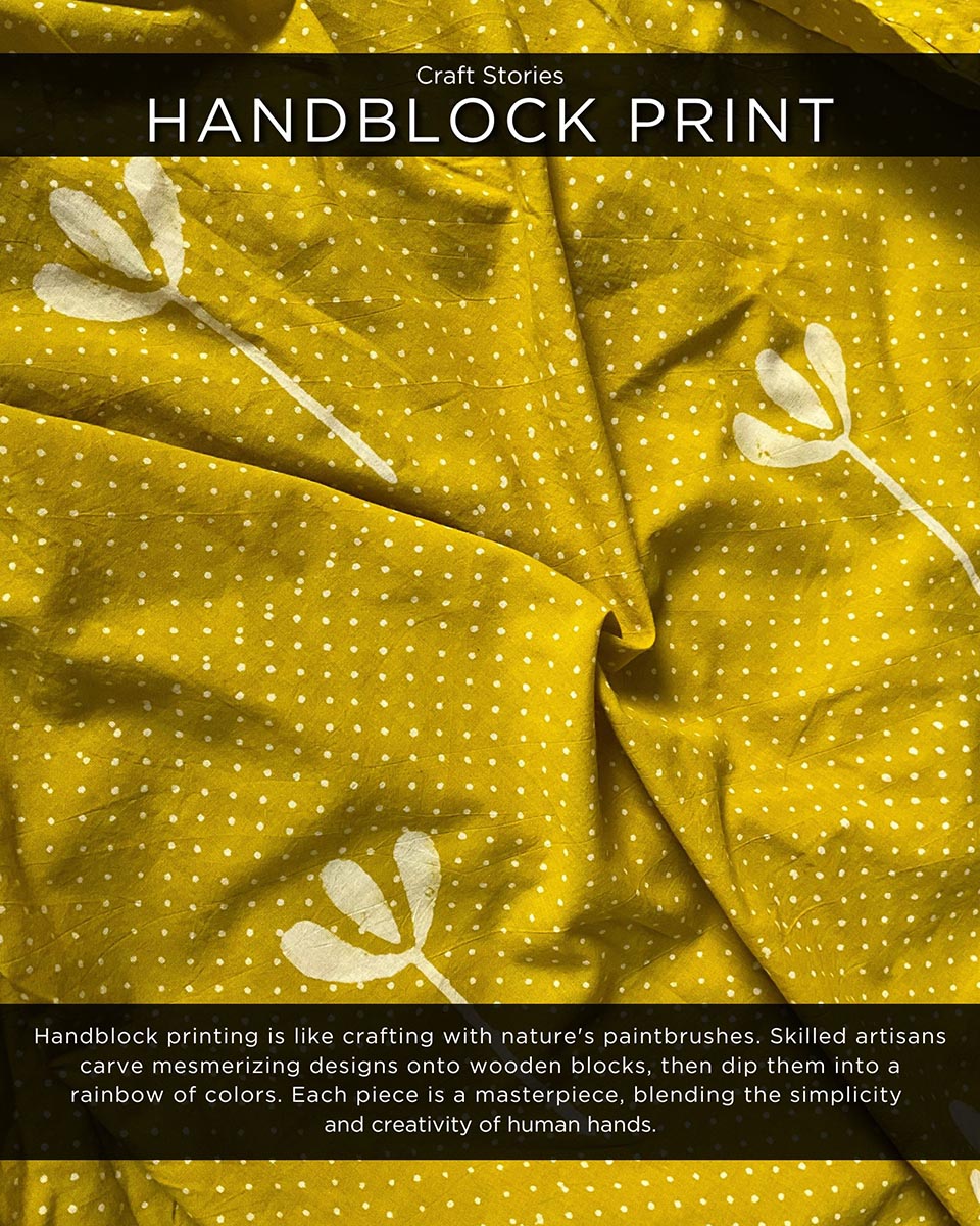 Yellow Blockprinted Cotton Dress