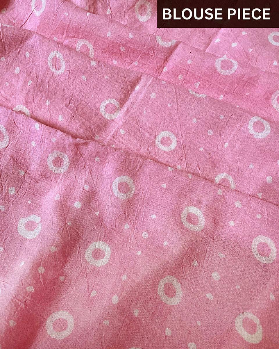 Moon Child Handblock Printed Cotton Saree- Skd