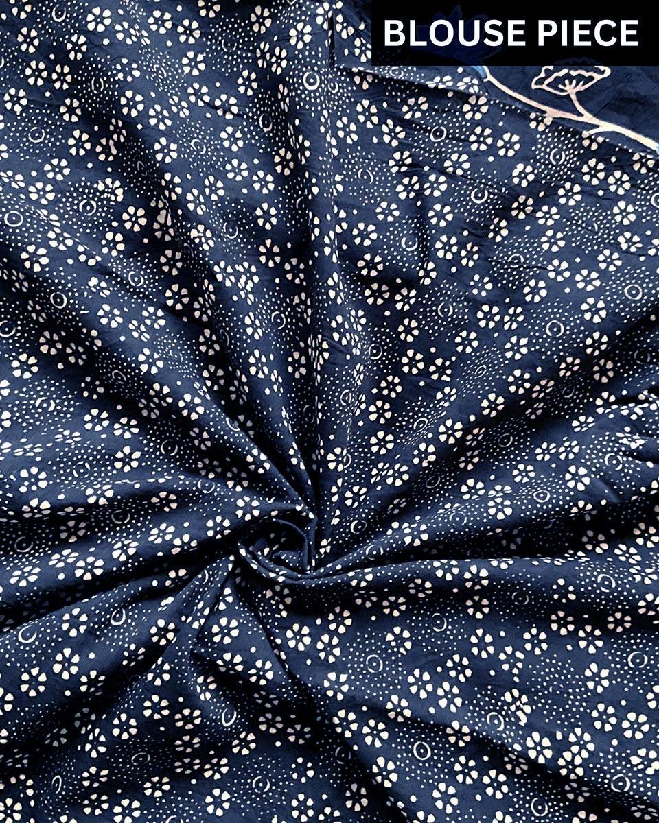 Indigo Rays Handblockprinted Cotton Saree