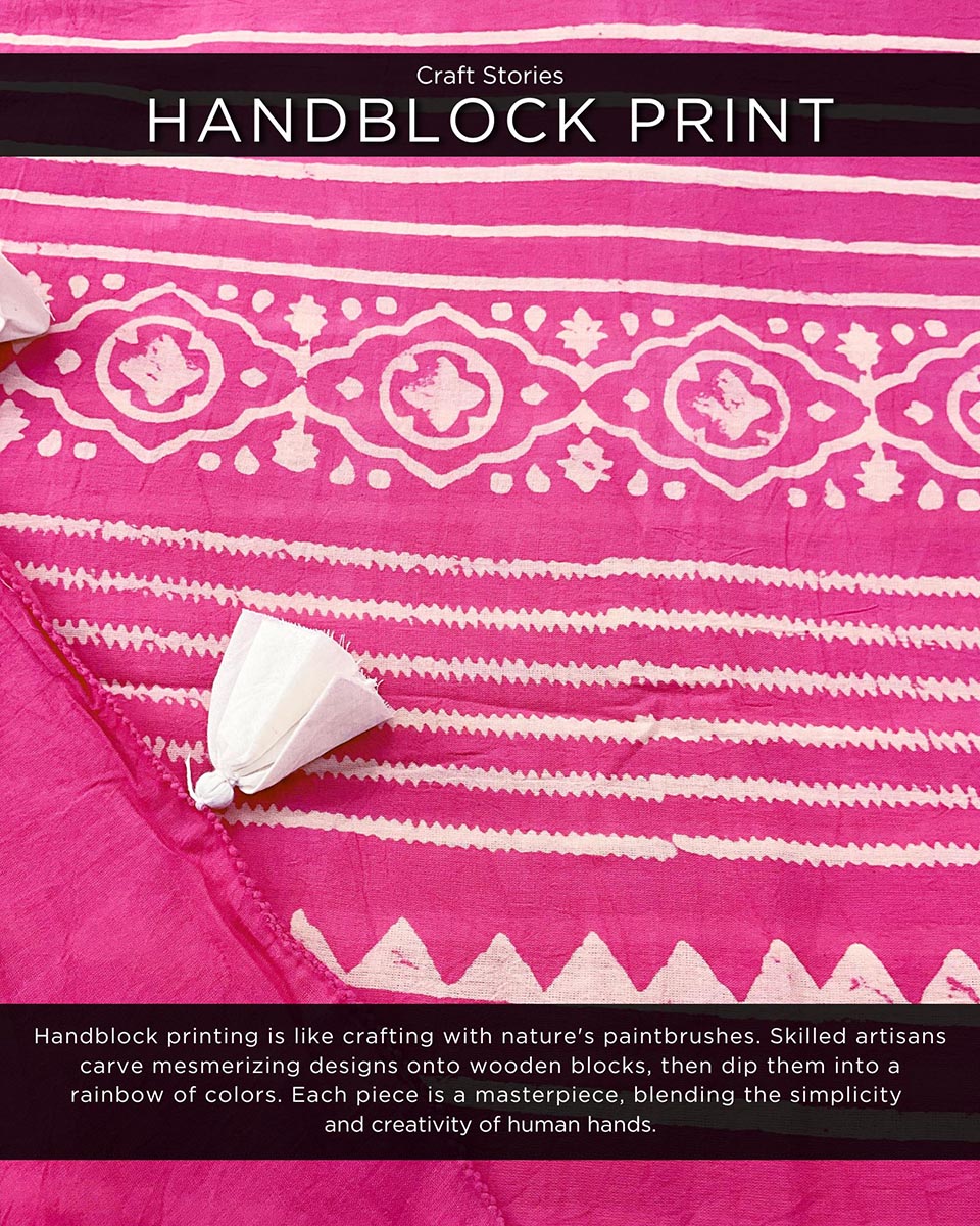 Veera Handblockprinted Cotton Saree  - Ajooni