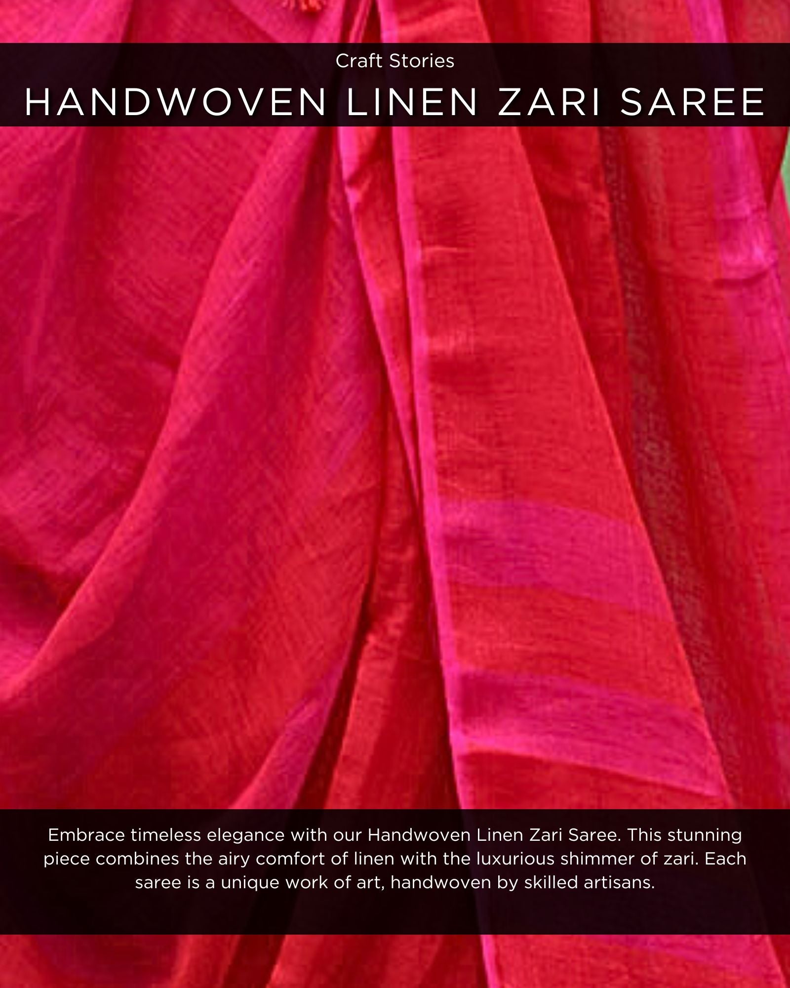 Gulnar Handwoven Linen Saree - Bageechaa
