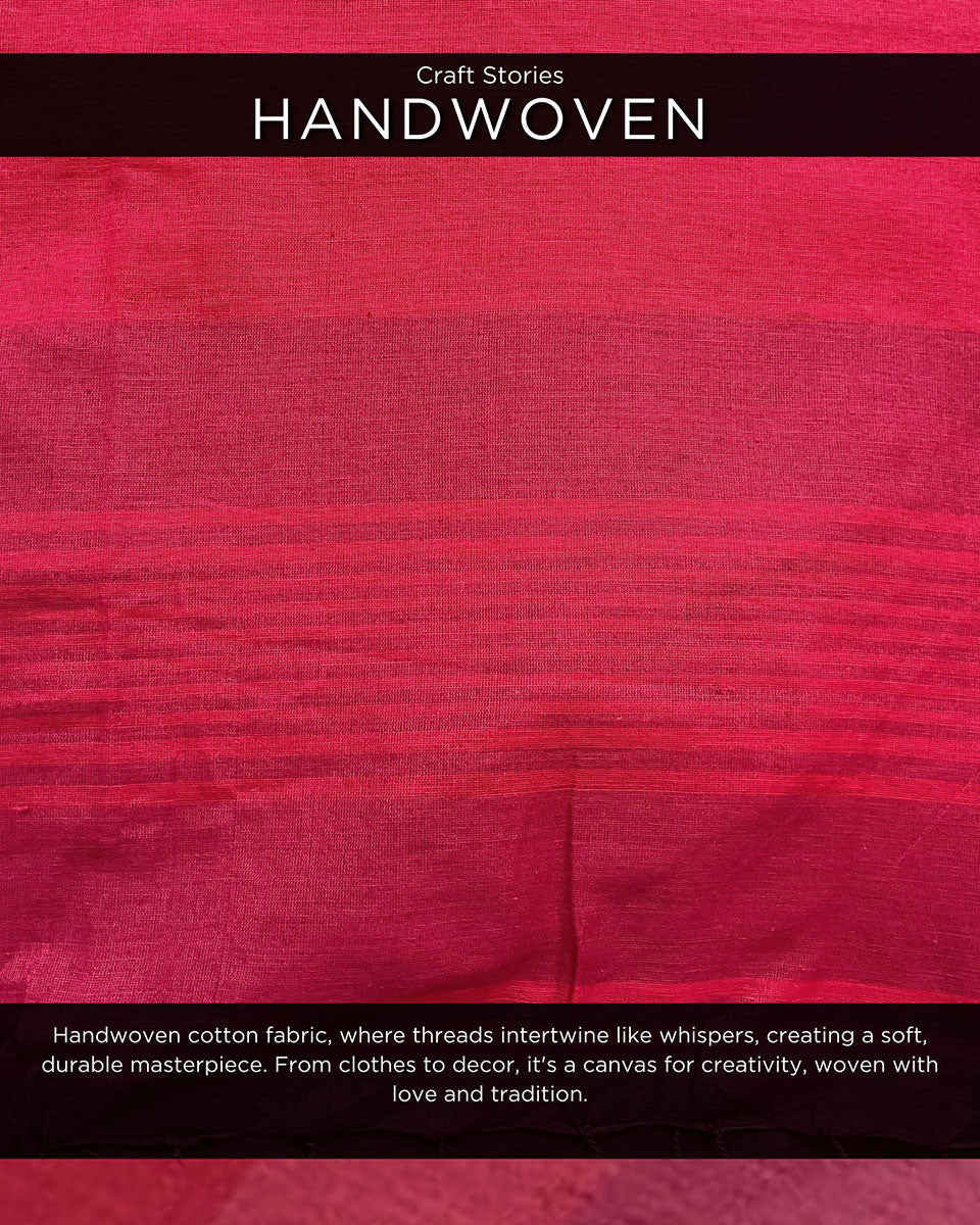 Carnation Handwoven Cotton Saree-Leela