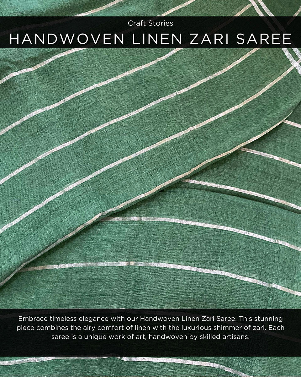 Forest Walk Handwoven Linen Saree - Everyday Beautiful
