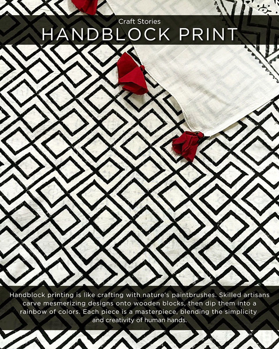 Ariadne Ivory Handblock Printed Cotton Saree