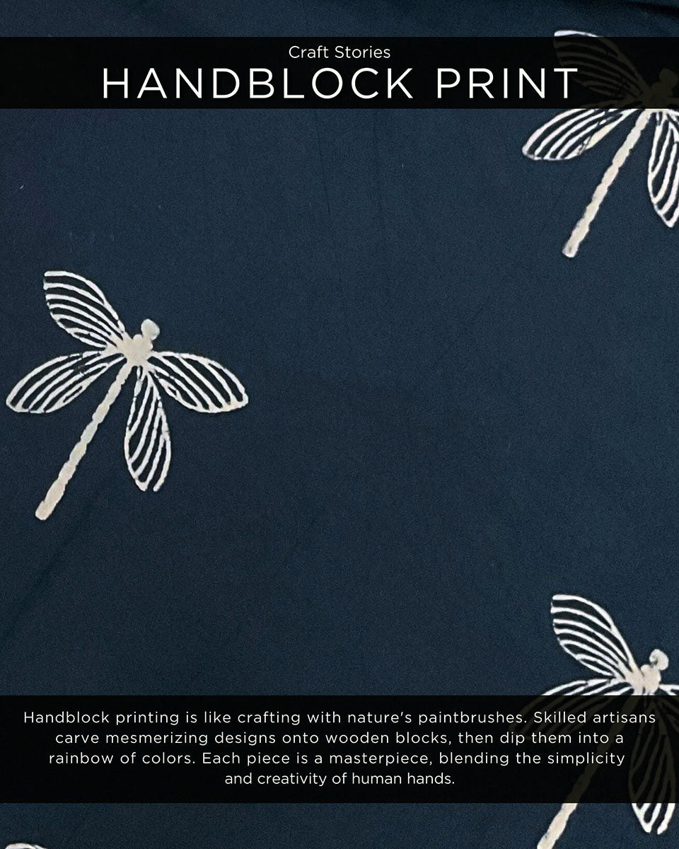 Blue Dragonfly Blockprinted Cotton Dress
