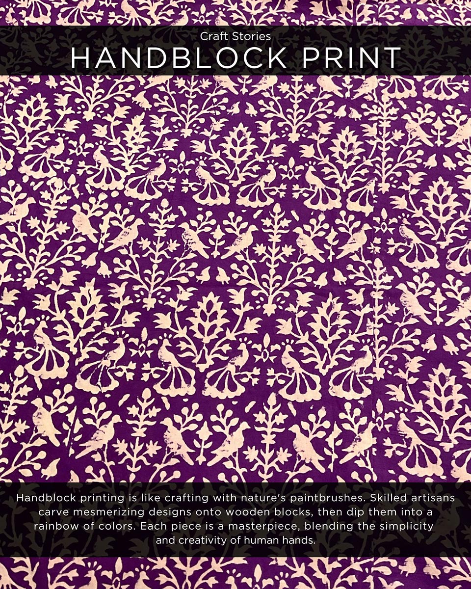 Purple Handprinted Pure Cotton Kurti Set Of 2-Slow