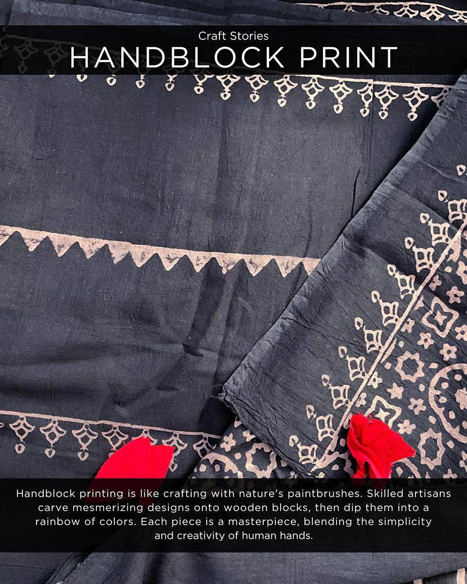 Matilda Hand Blockprinted Cotton Saree - Fmtm