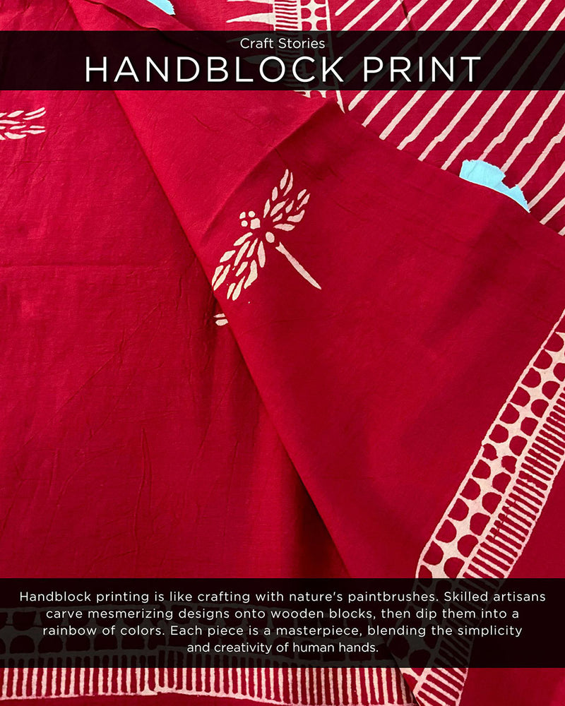 Paradise Handblockprinted Cotton Saree - Fmtm
