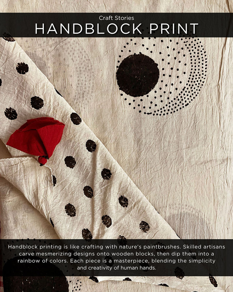 Snowflakes Handblockprinted Cotton Saree - Fmtm