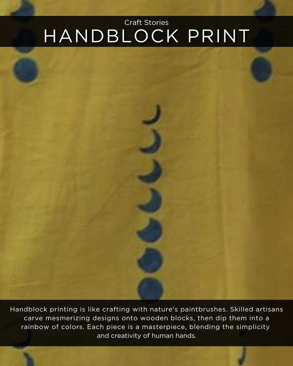 Yellow Eclipse Blockprinted Cotton Pleated Dress