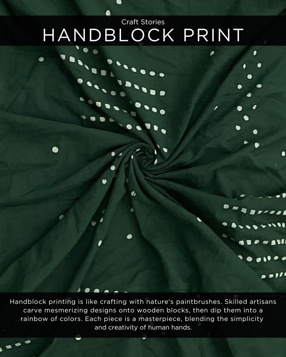 Green Angarakha Blockprinted Cotton Dress