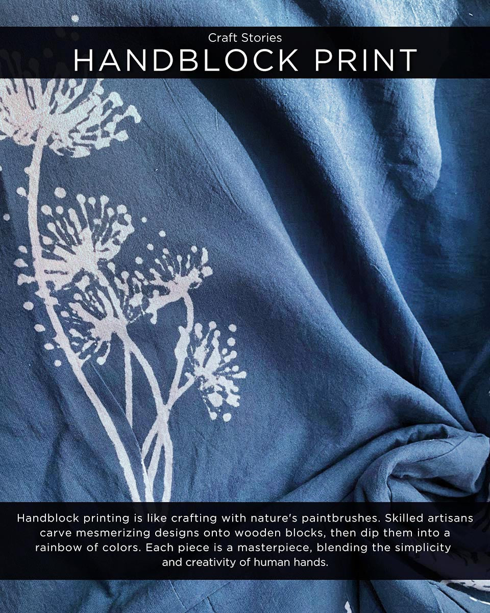 Grey - Wildflower - Blockprinted - Cotton - Dress
