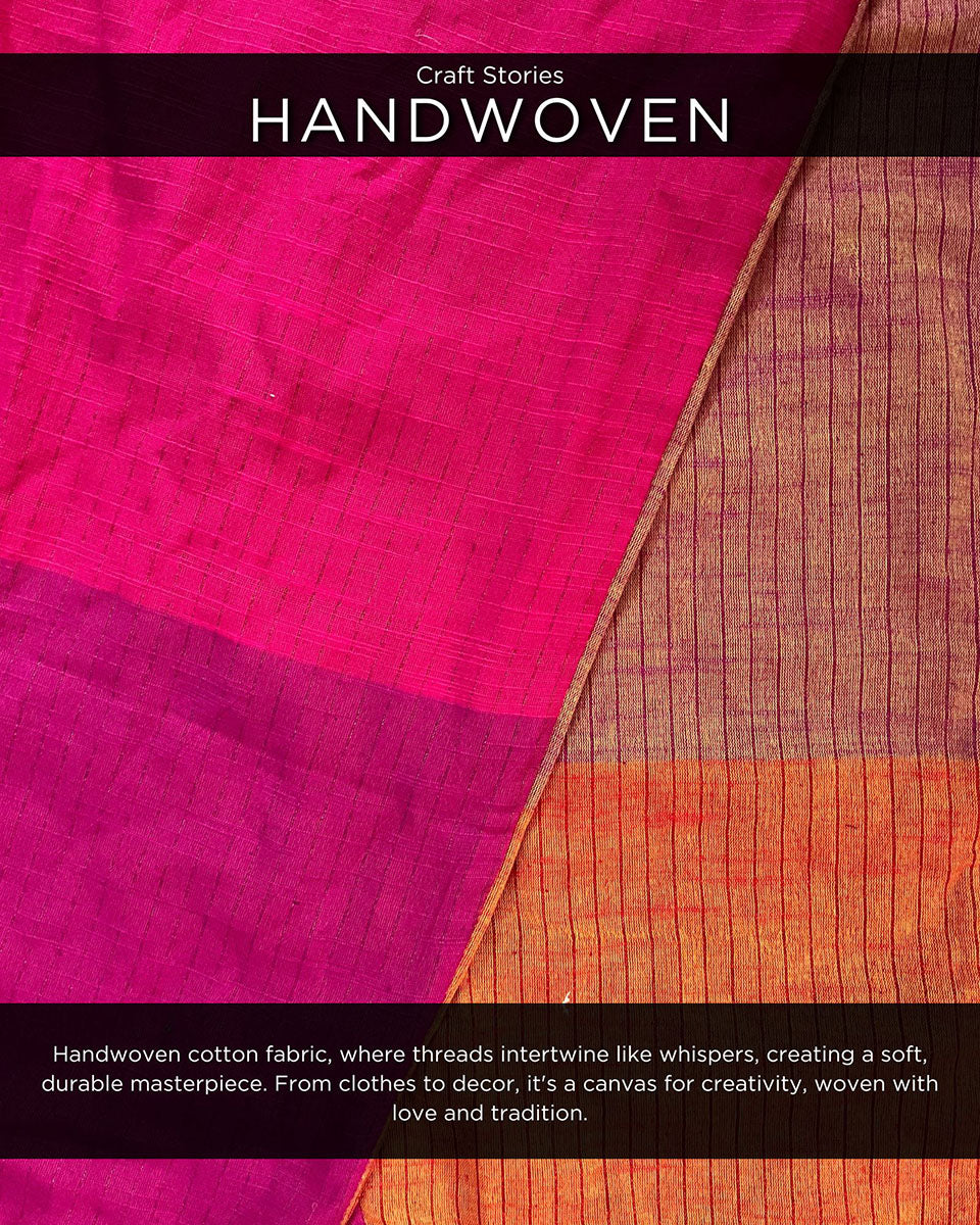Sevvi Handwoven Cotton Saree-Madras