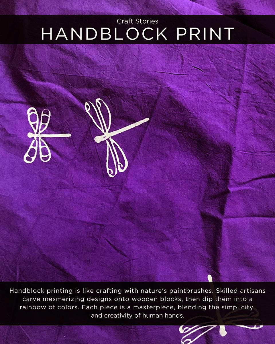 Purple Handprinted Pure Cotton Dress-Slow