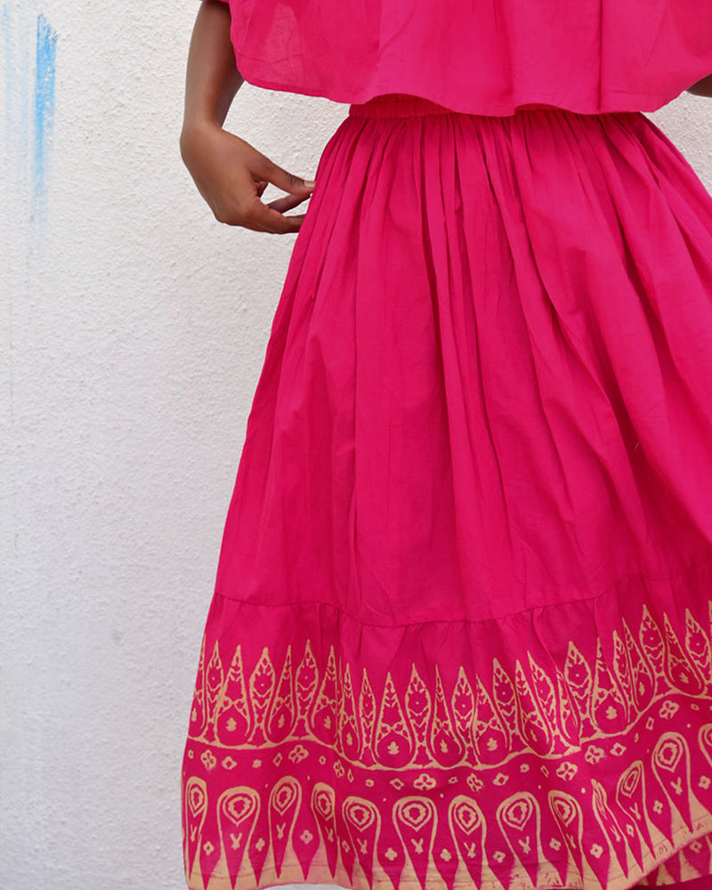 Rani Off Shoulder Handblockprinted Cotton Dress - Sor
