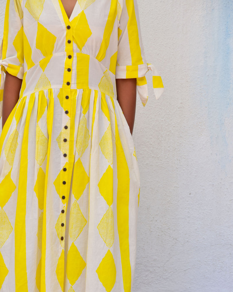Pondicherry Handblockprinted Cotton Dress-Sor