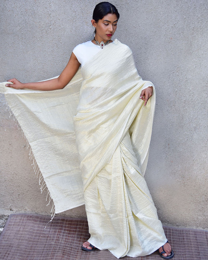 linen handloom saree