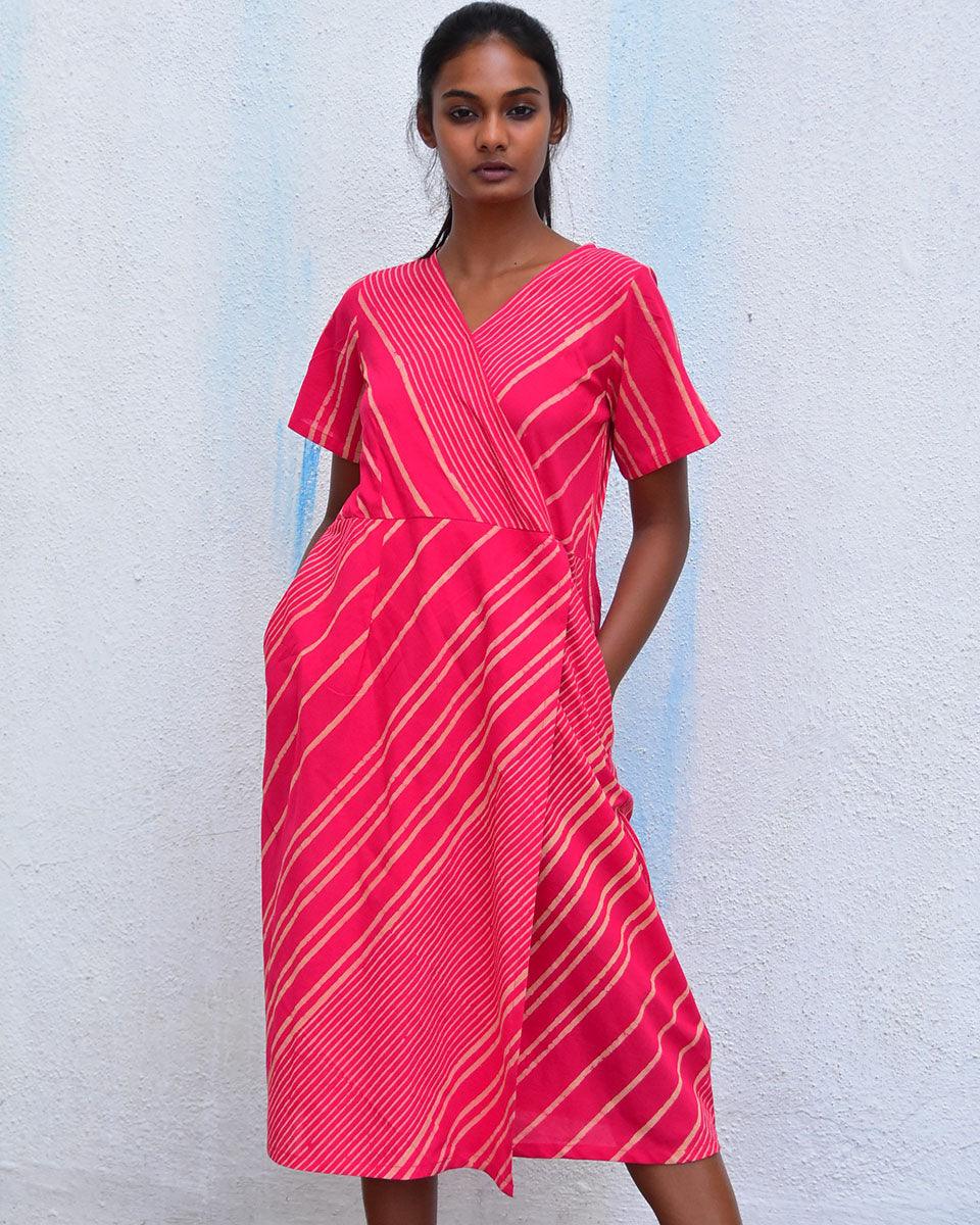 Ethereal Essence Pink Handblockprinted Cotton Dress Hmbd