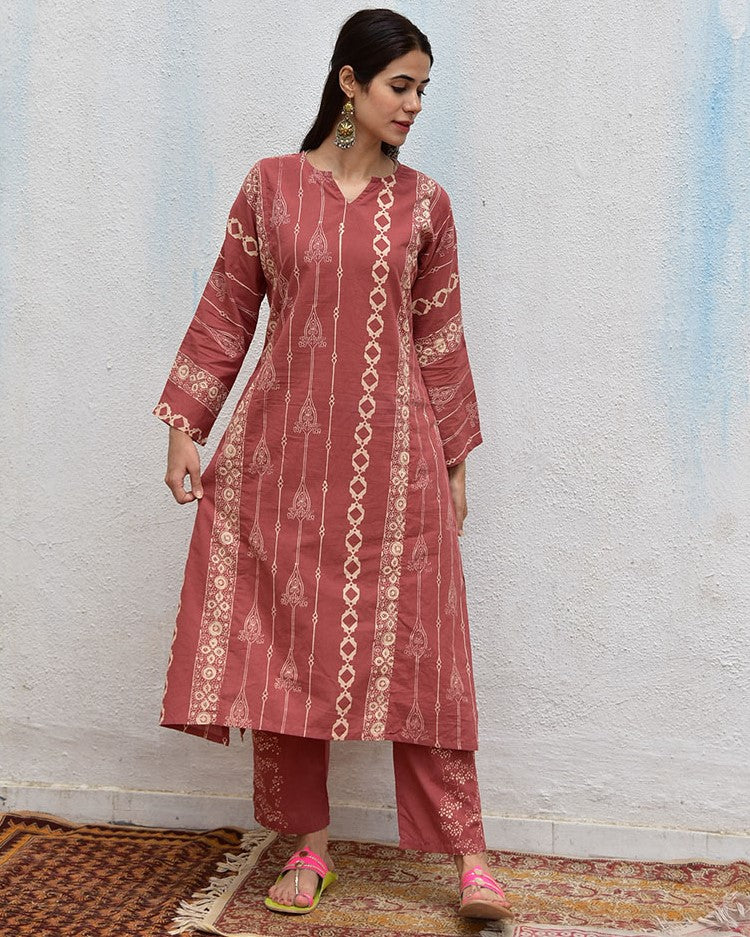 Pottery Handblockprinted Cotton Kurta Set Of 2-Sor