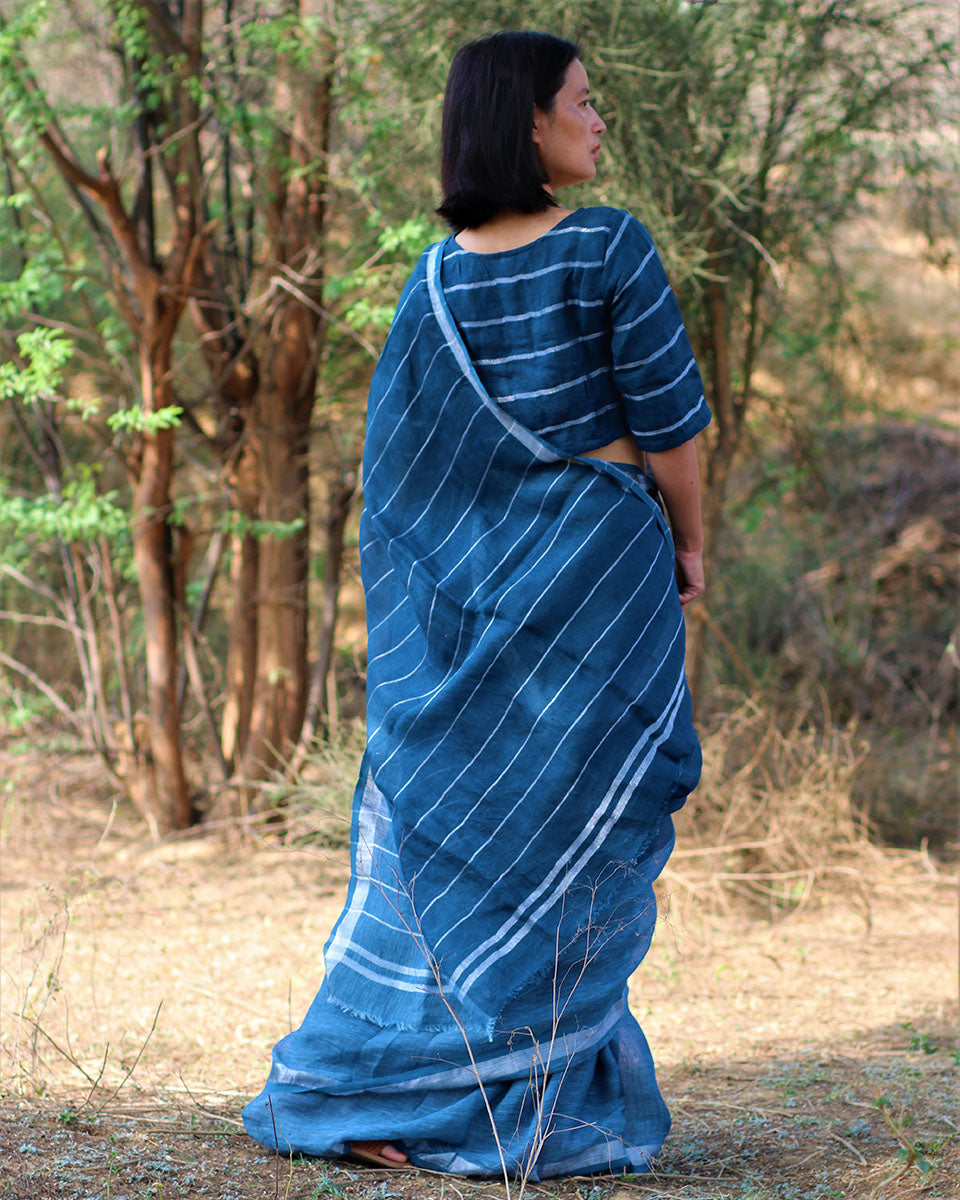 Ambar Handwoven Linen Saree