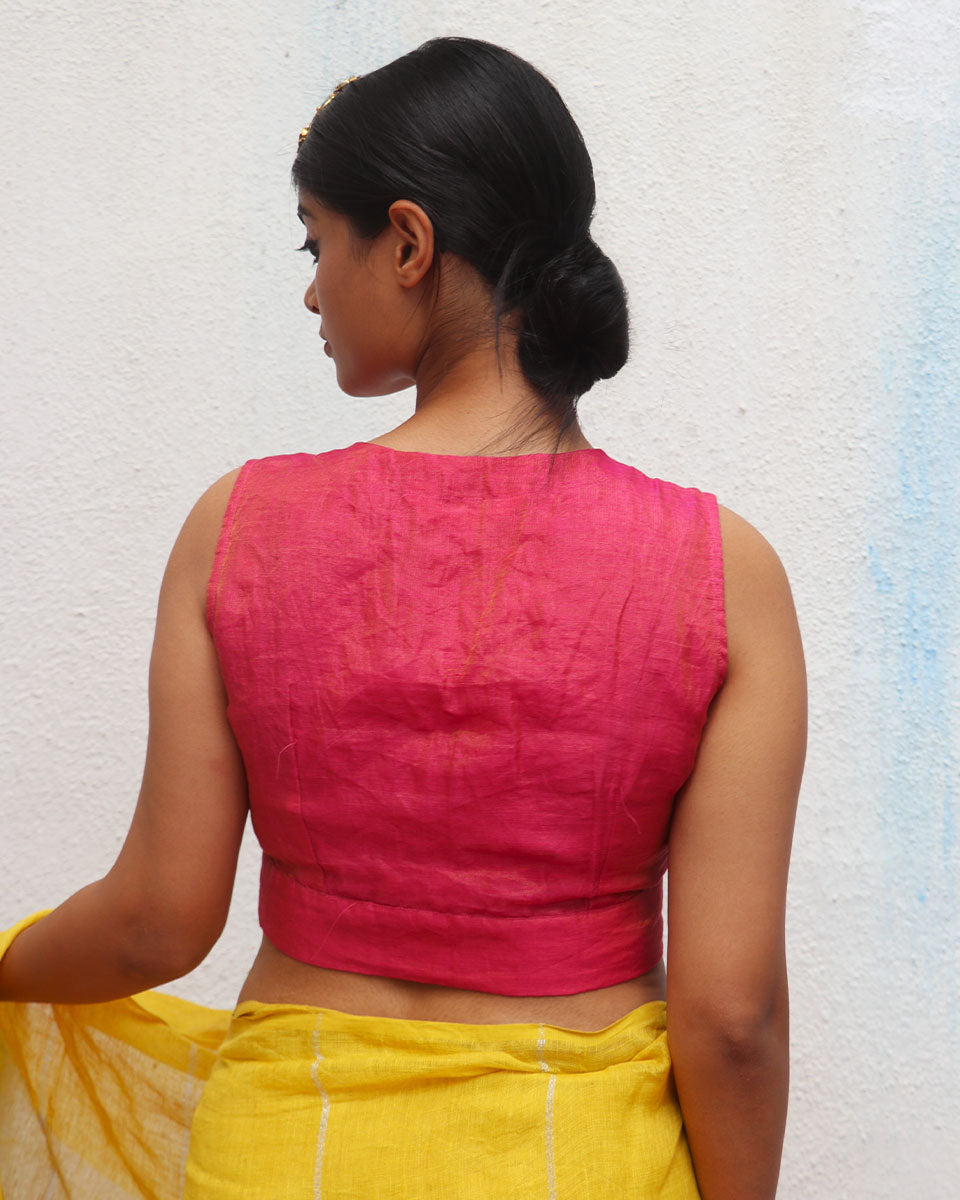 Zulaikha Handwoven Linen Zari Blouse - Eknoor