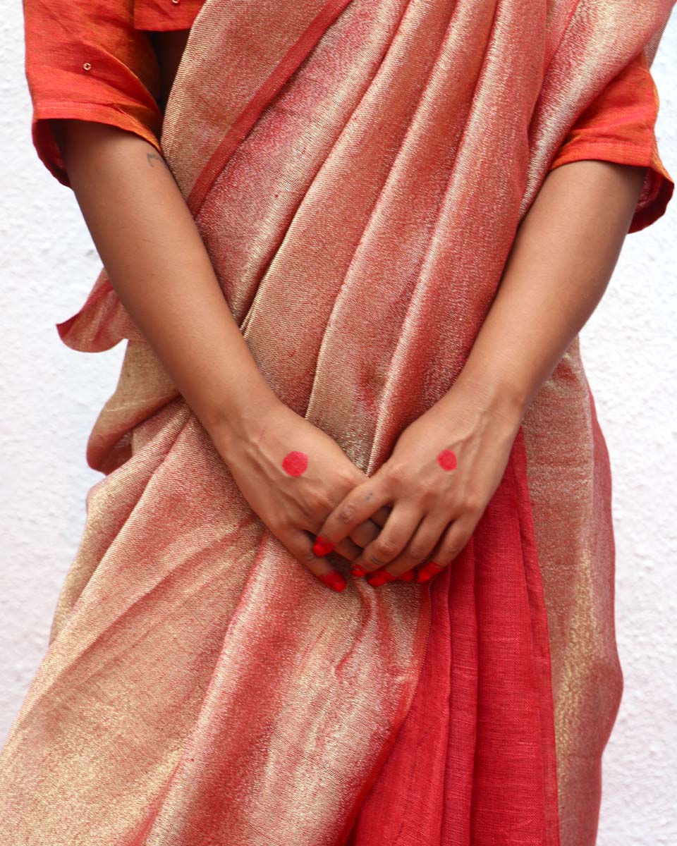 Bibha Handwoven Linen Zari Saree - Eknoor