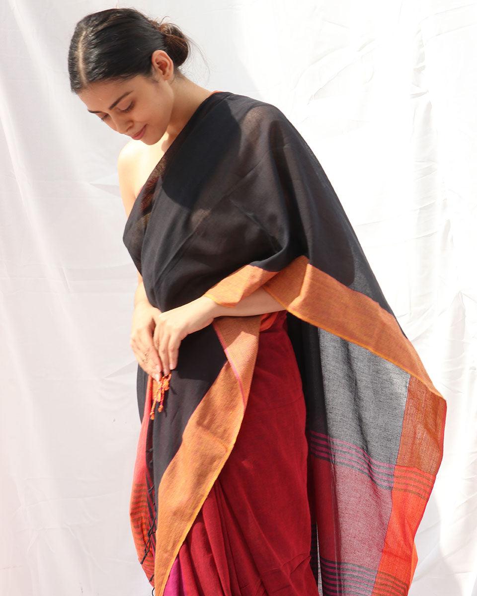 Belladonna Handwoven Cotton Saree - LIDD