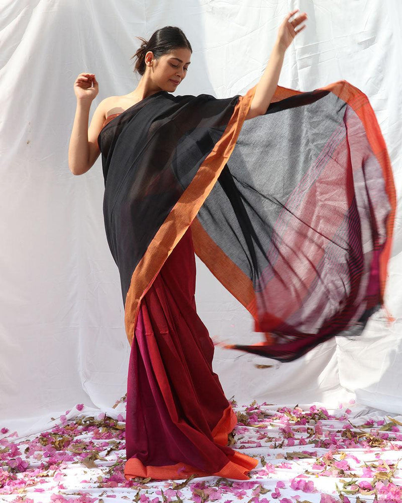Purple - Hand Block Printed Mashru Silk Stitched Blouse