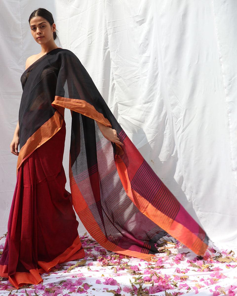 Belladonna Handwoven Cotton Saree - LIDD