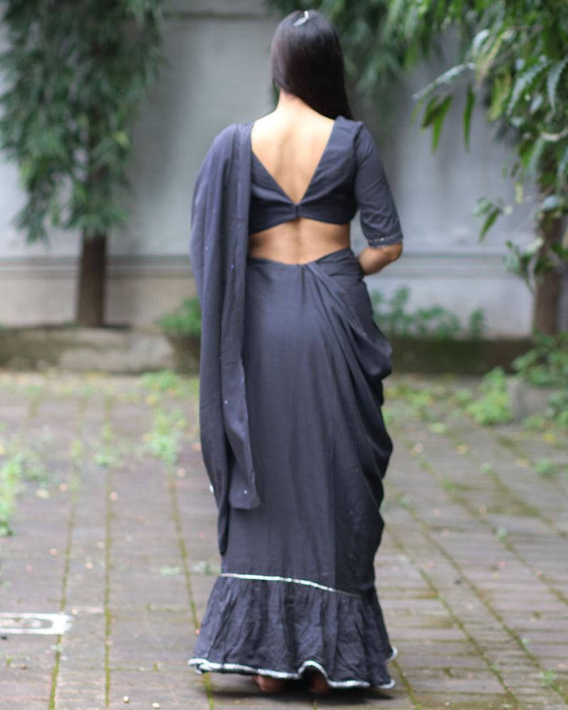 Cotton Saree gown floor length dress – Mesmaa