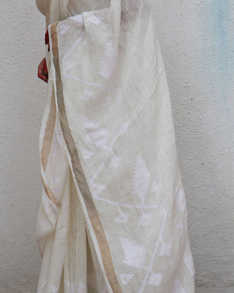 Linen saree | Linen zari saree | Linen saree online | Chidiyaa