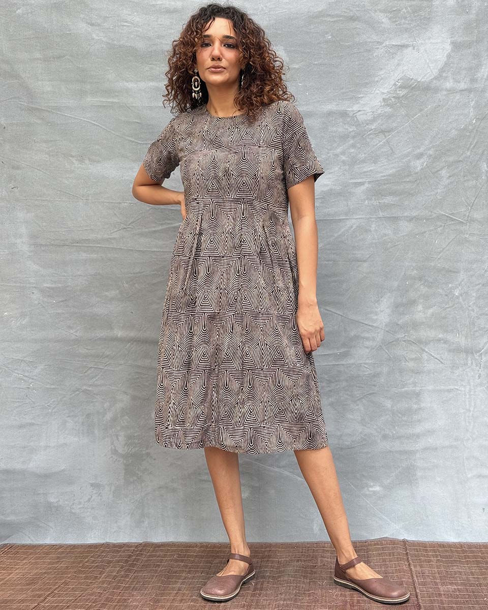 Threads of Earth Blockprinted Cotton Dress