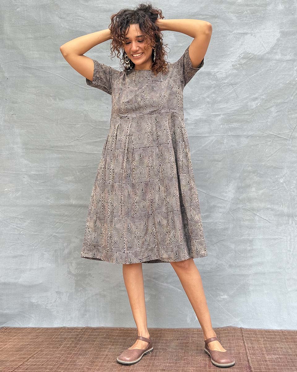 Threads of Earth Blockprinted Cotton Dress