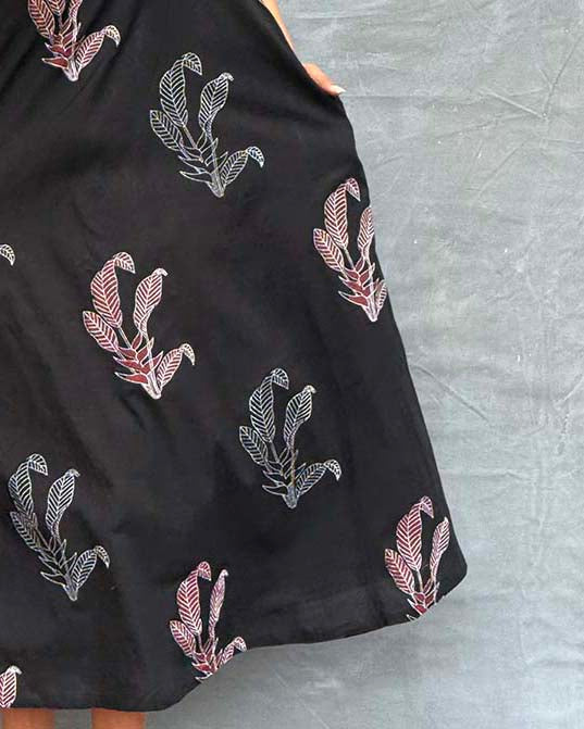 Birds and Bloom Blockprinted Cotton Dress